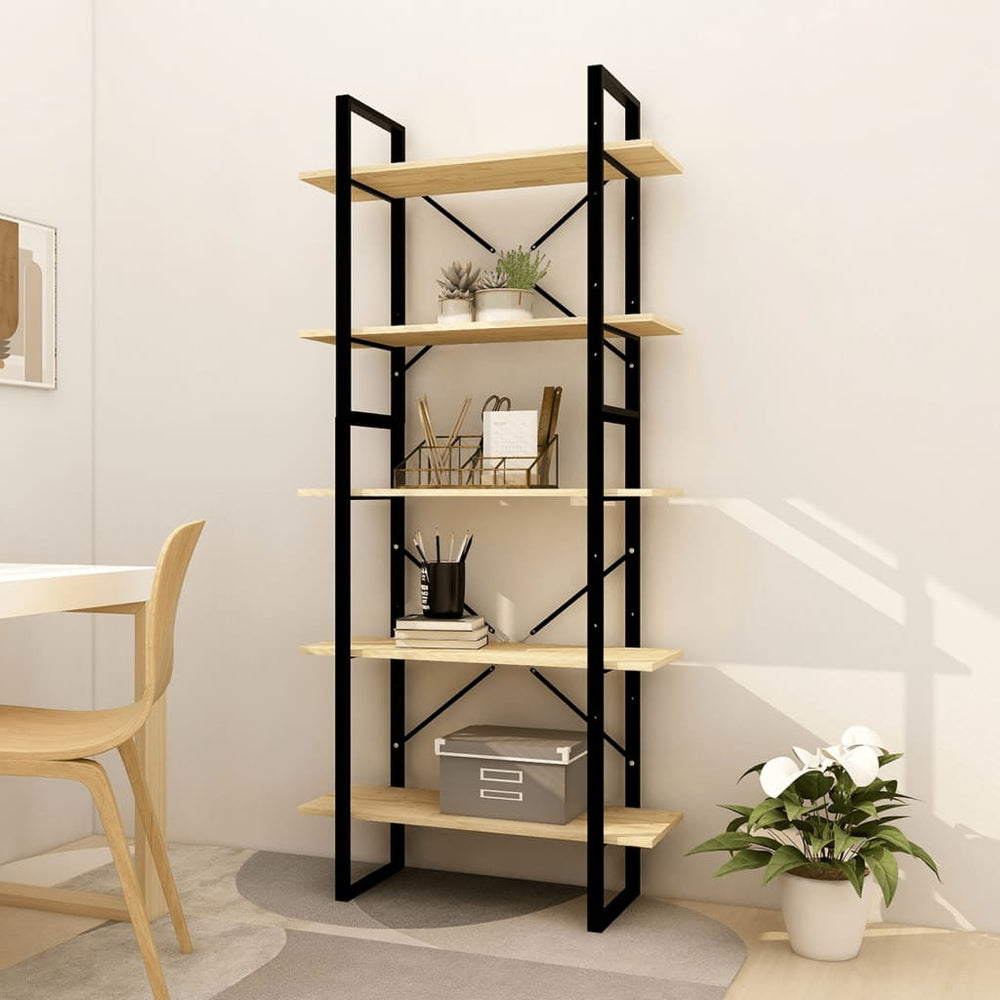 vidaXL Bookcase with 5 Shelves 80x30x175 cm Solid Pine Wood