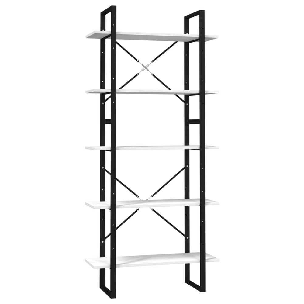 vidaXL Bookcase with 5 Shelves White 80x30x175 cm Solid Pinewood