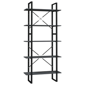 vidaXL Bookcase 5 Tiers Grey 80x30x175 cm Solid Pine Wood