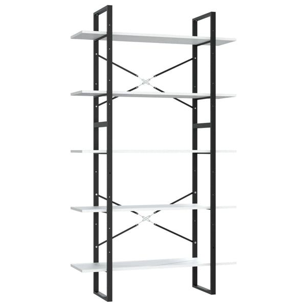 vidaXL Bookcase 5 Tiers White 100x30x175 cm Engineered Wood