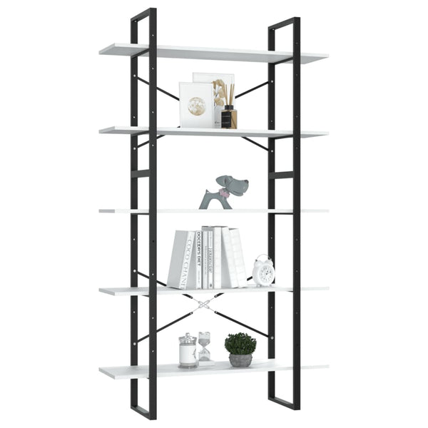 vidaXL Bookcase 5 Tiers White 100x30x175 cm Engineered Wood