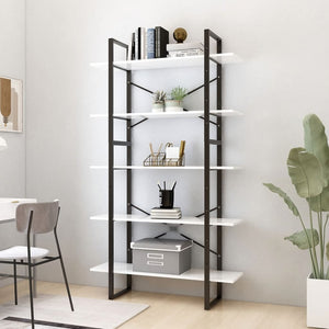 vidaXL Bookcase 5 Tiers White 100x30x175 cm Engineered Wood