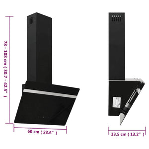 vidaXL Cooker Hood 60 cm Steel and Tempered Glass Black