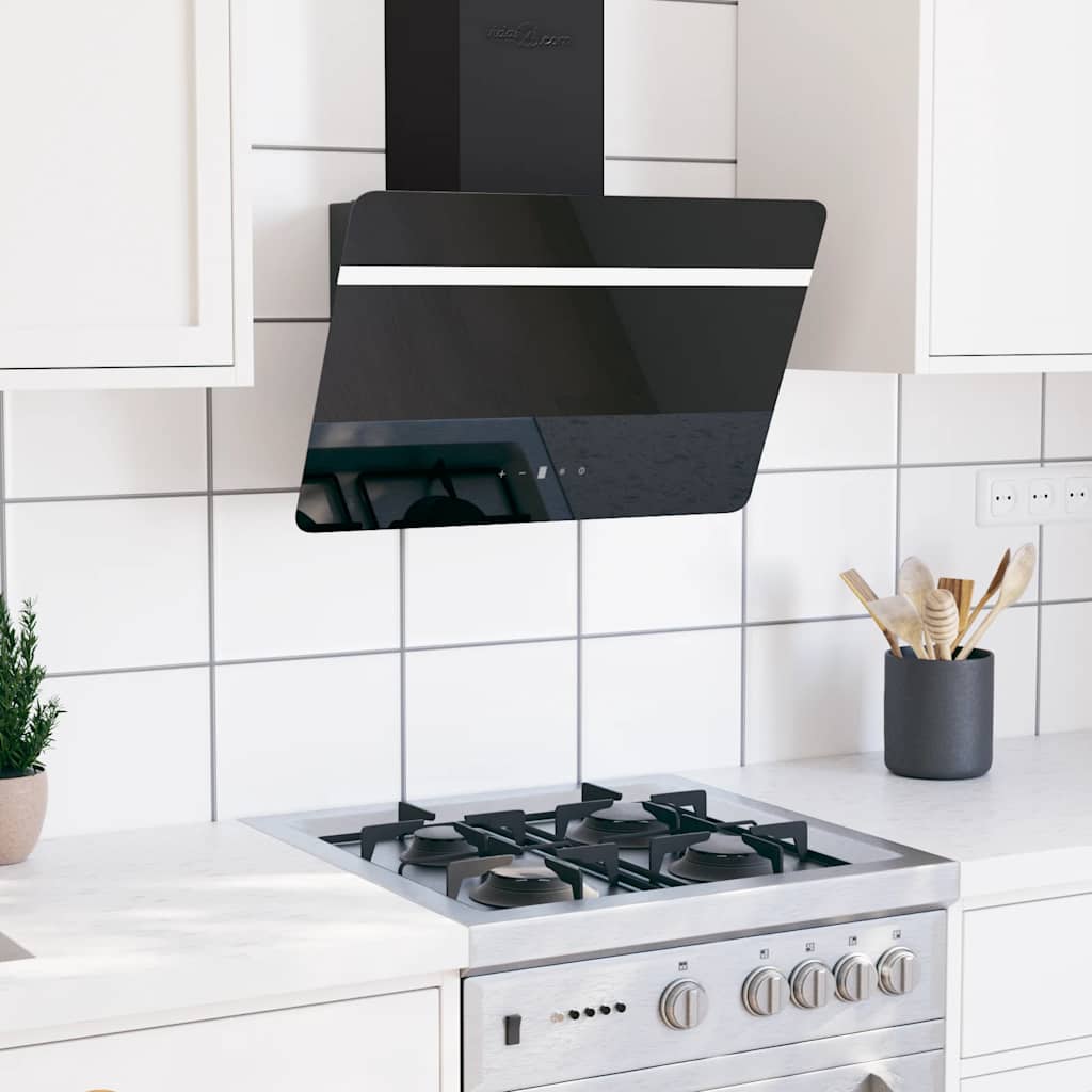 vidaXL Cooker Hood 60 cm Steel and Tempered Glass Black