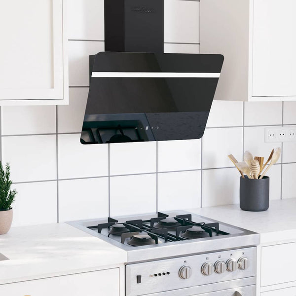 vidaXL Cooker Hood 60 cm Steel and Tempered Glass Black