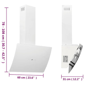 vidaXL Cooker Hood 60 cm Steel and Tempered Glass White