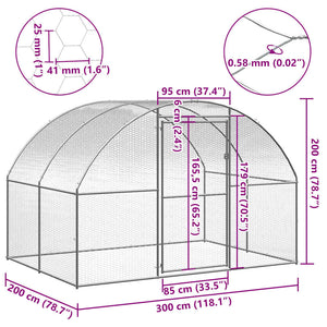 vidaXL Outdoor Chicken Coop 3x2x2 m Galvanized Steel
