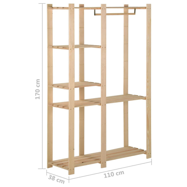 vidaXL Clothes Rack 110x38x170 cm Solid Pine Wood