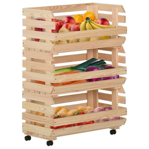 vidaXL Kitchen Trolley 57x30x80 cm Solid Pine Wood