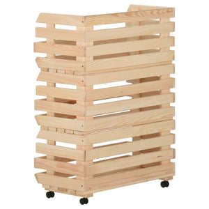 vidaXL Kitchen Trolley 57x30x80 cm Solid Pine Wood
