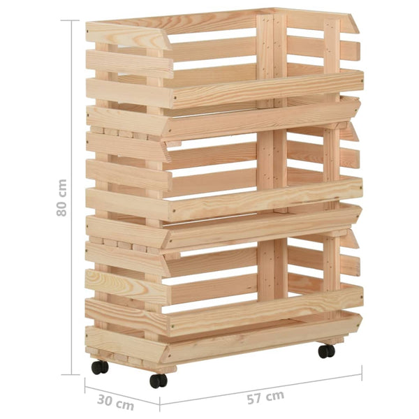 vidaXL Kitchen Trolley 57x30x80 cm Solid Pine Wood