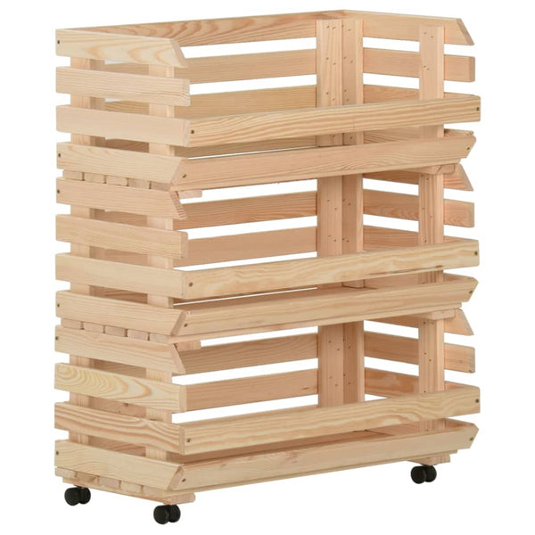 vidaXL Vegetable Trolley 77x30x80 cm Solid Pine Wood