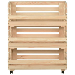 vidaXL Vegetable Trolley 77x30x80 cm Solid Pine Wood