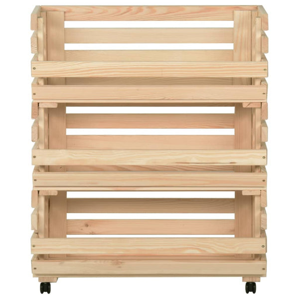 vidaXL Vegetable Trolley 77x30x80 cm Solid Pine Wood