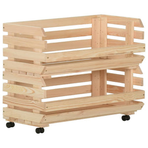 vidaXL Vegetable Trolley 77x30x80 cm Solid Pine Wood