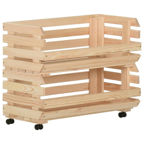 vidaXL Vegetable Trolley 77x30x80 cm Solid Pine Wood
