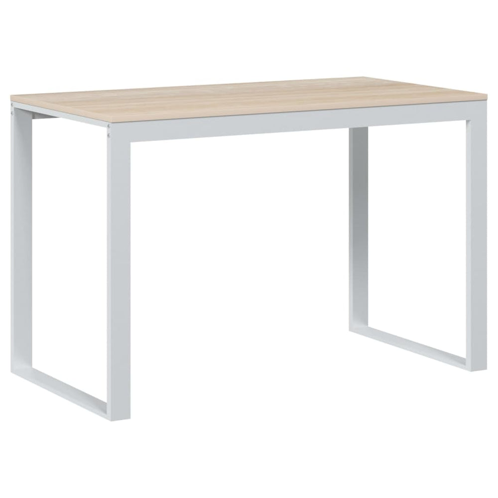 vidaXL Computer Desk White and Oak Look 110x60x73 cm Engineered Wood