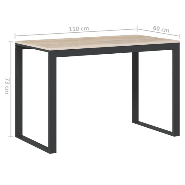 vidaXL Computer Desk Black and Oak Look 110x60x73cm Engineered Wood