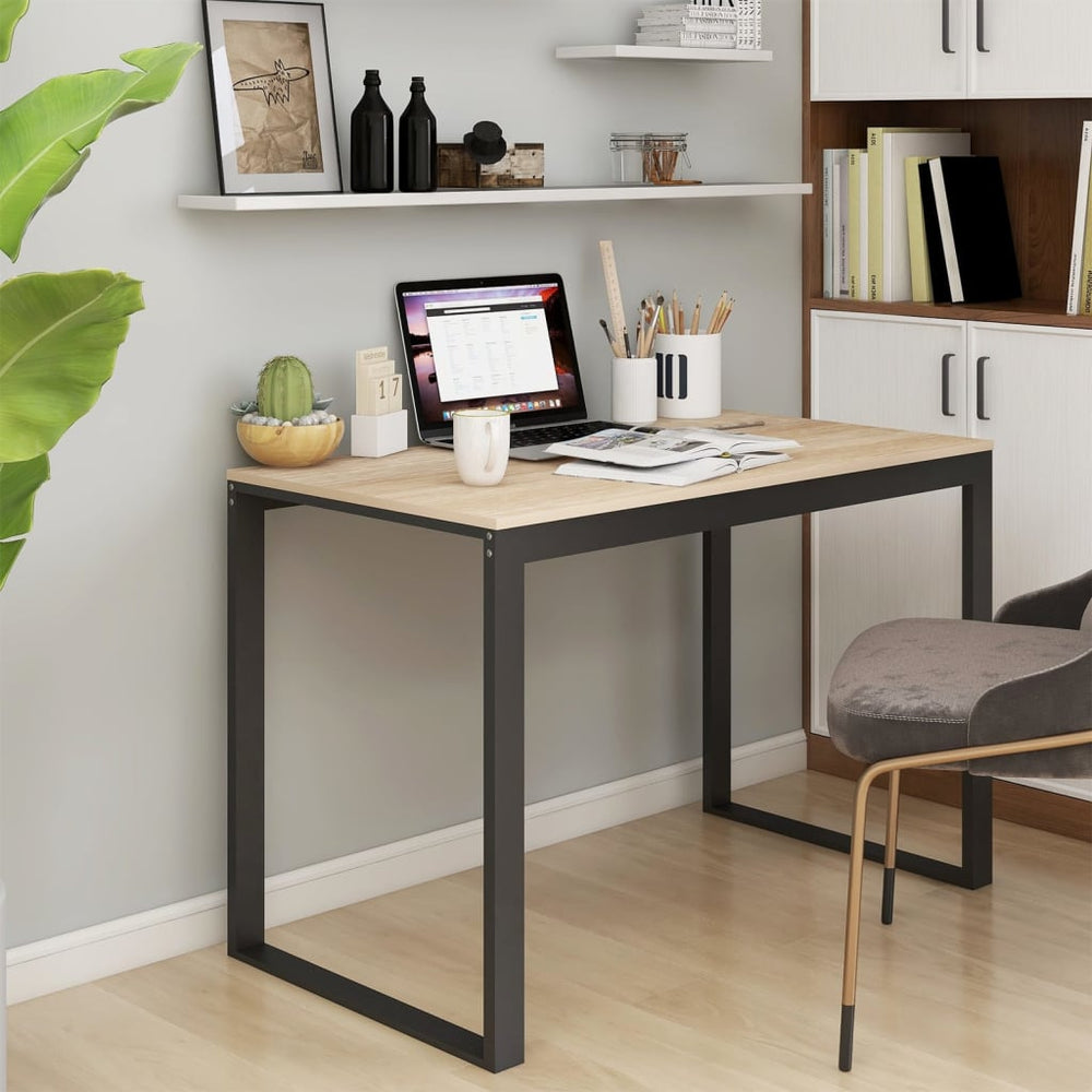 vidaXL Computer Desk Black and Oak Look 110x60x73cm Engineered Wood