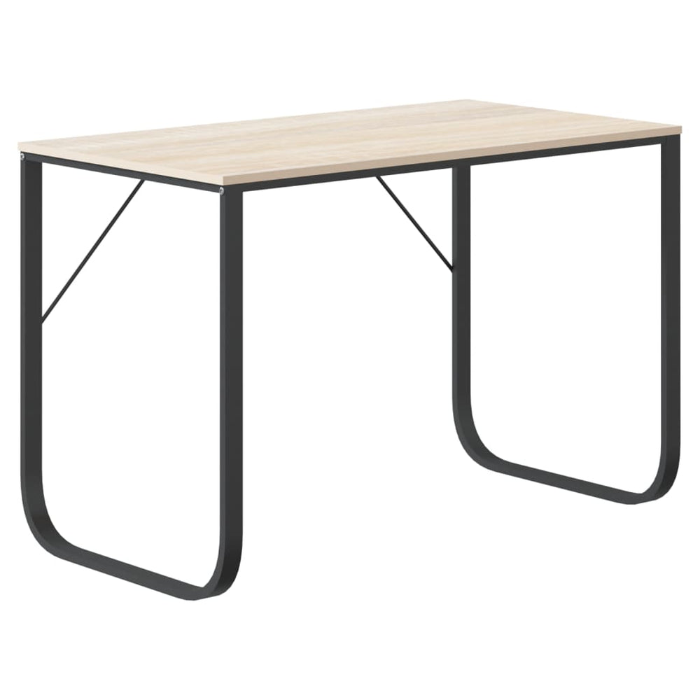 vidaXL Computer Desk Black and Oak Look 110x60x73cm Engineered Wood