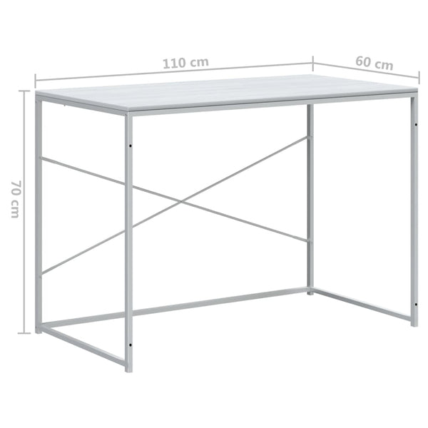 vidaXL Computer Desk White 110x60x70 cm Engineered Wood