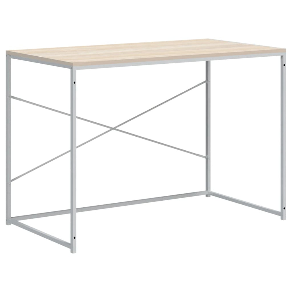 vidaXL Computer Desk White and Oak Look 110x60x70 cm Engineered Wood