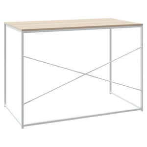 vidaXL Computer Desk White and Oak Look 110x60x70 cm Engineered Wood