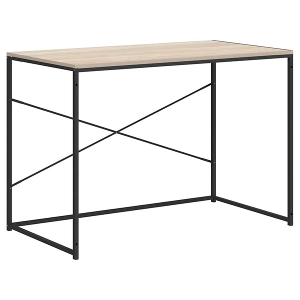 vidaXL Computer Desk Black and Oak Look 110x60x70cm Engineered Wood