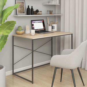 vidaXL Computer Desk Black and Oak Look 110x60x70cm Engineered Wood