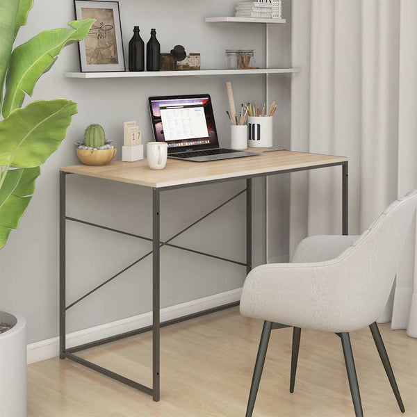 vidaXL Computer Desk Black and Oak Look 110x60x70cm Engineered Wood