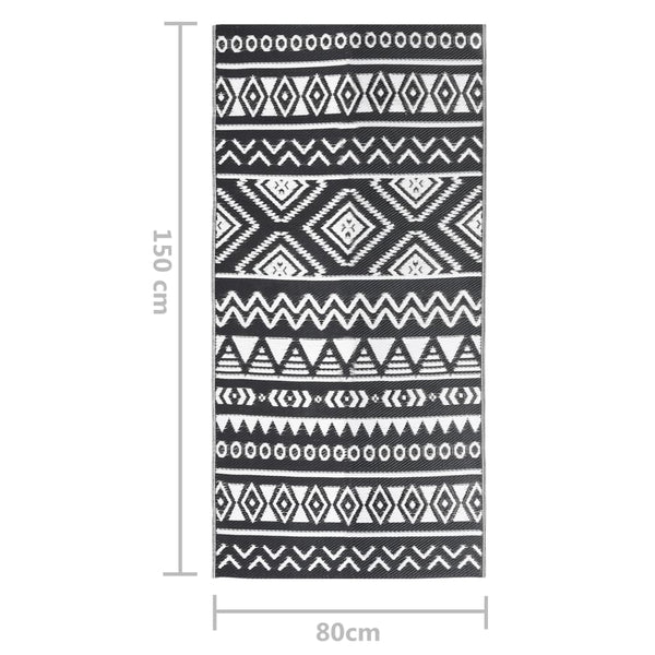 vidaXL Outdoor Rug ARAKIL Black 80x150 cm PP