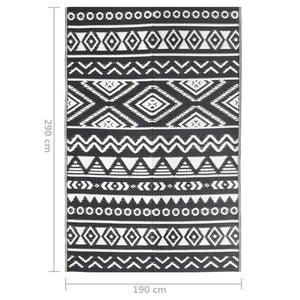 vidaXL Outdoor Rug ARAKIL Black 190x290 cm PP