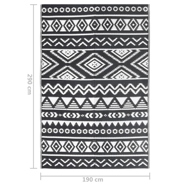 vidaXL Outdoor Rug ARAKIL Black 190x290 cm PP