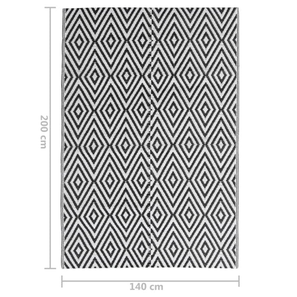 vidaXL Outdoor Rug ARAKIL Black 140x200 cm PP