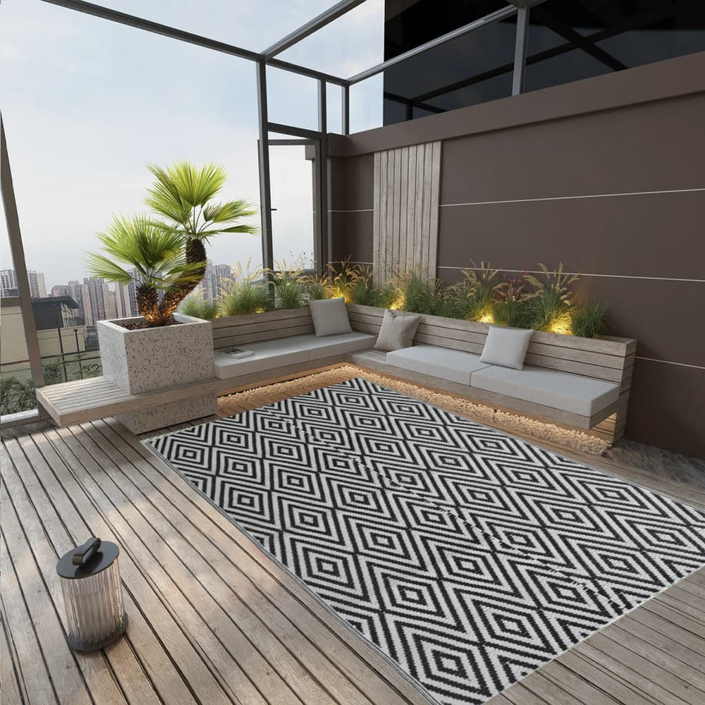 vidaXL Outdoor Rug ARAKIL Black 140x200 cm PP