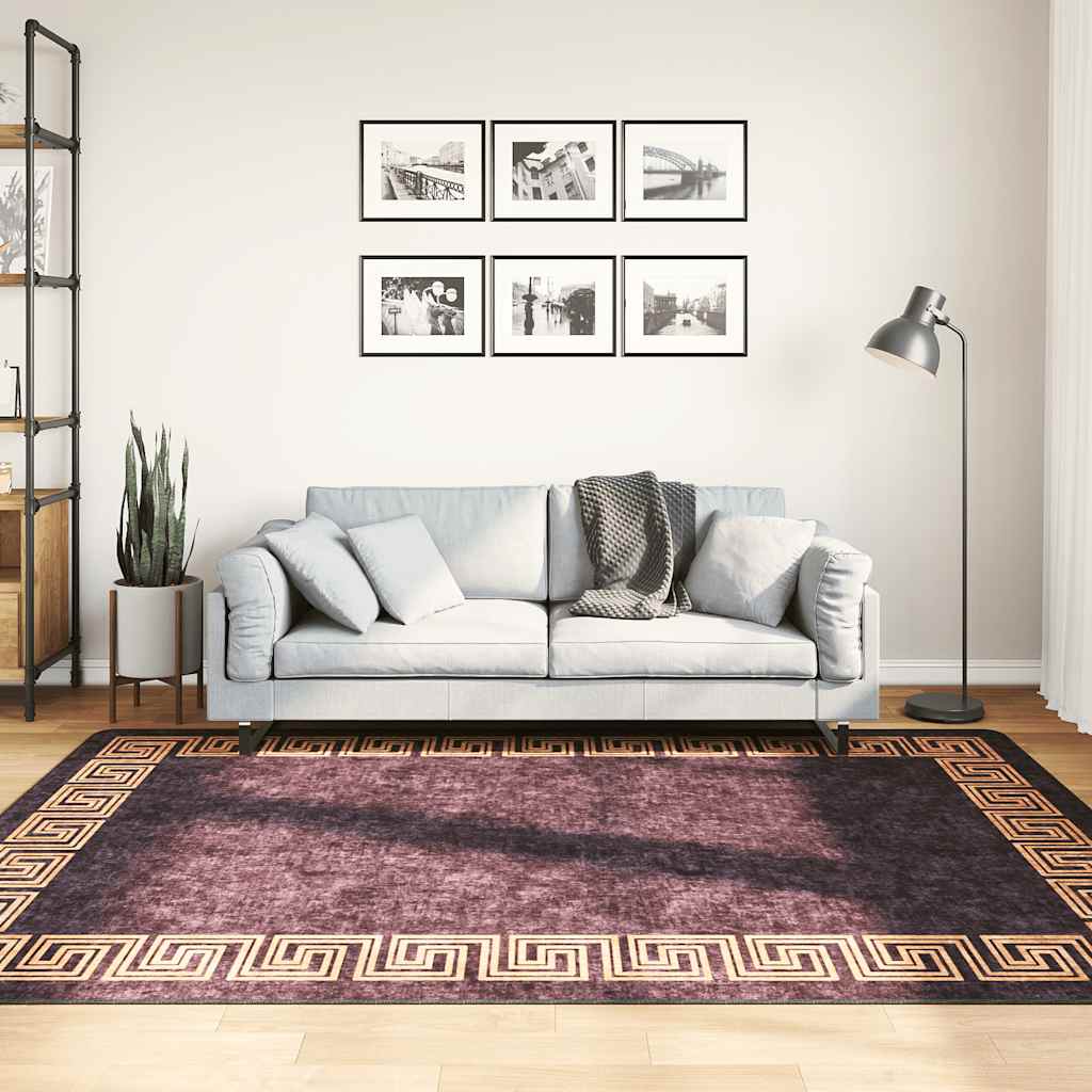 vidaXL Washable Rug Black and Gold 160x230 cm