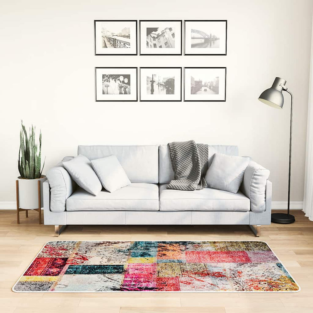 vidaXL Washable Patchwork Rug 80x150 cm Multicolored