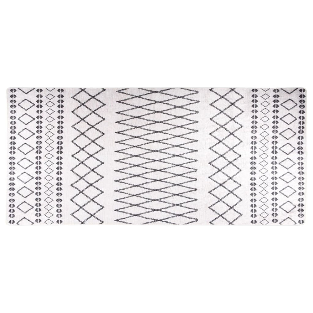 vidaXL Washable Rug 80x300 cm Black and White