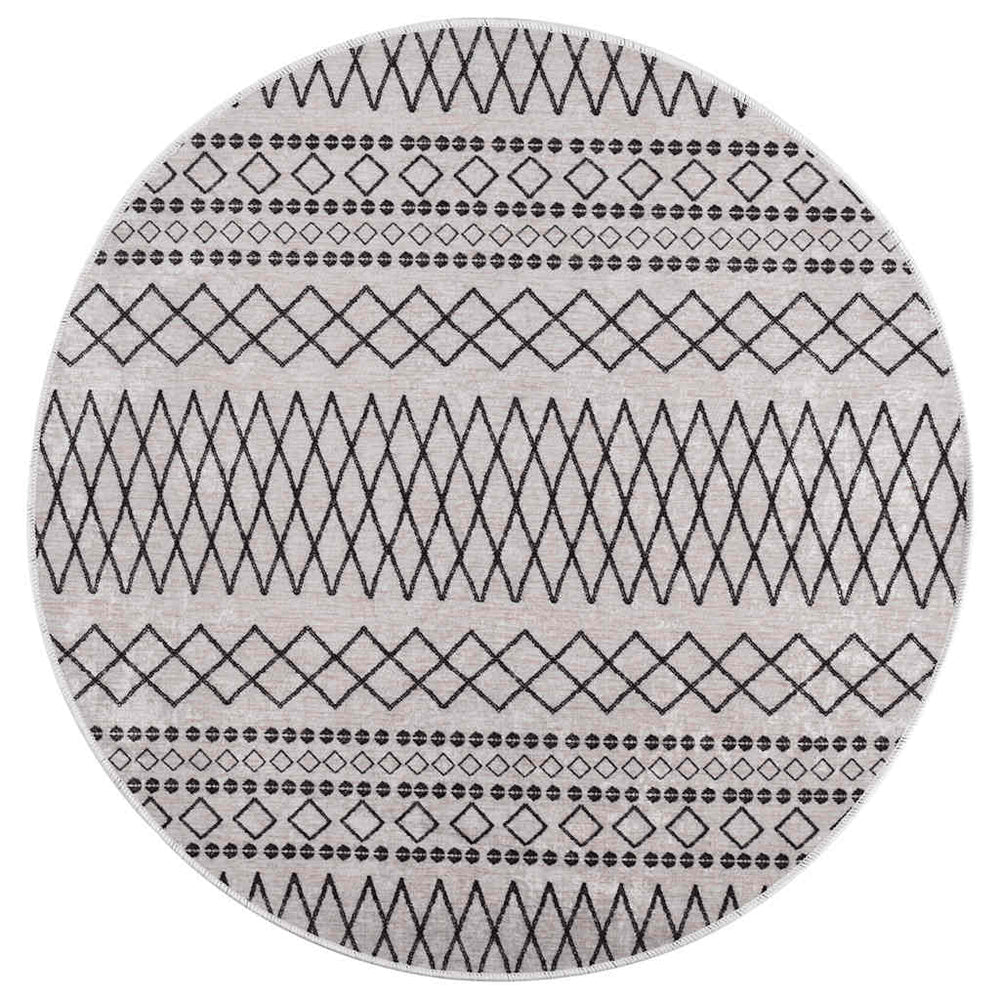 vidaXL Washable Rug Black and White φ120 cm