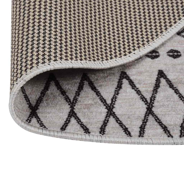 vidaXL Washable Rug Black and White φ120 cm