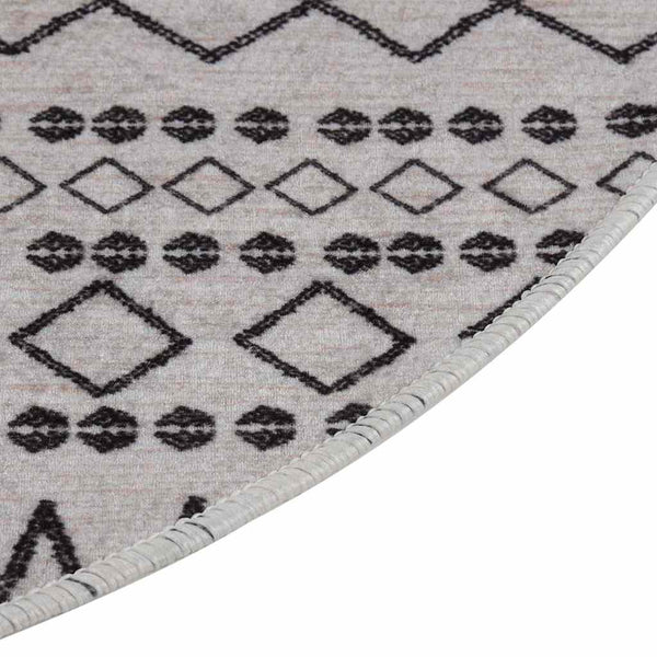 vidaXL Washable Rug Black and White φ120 cm