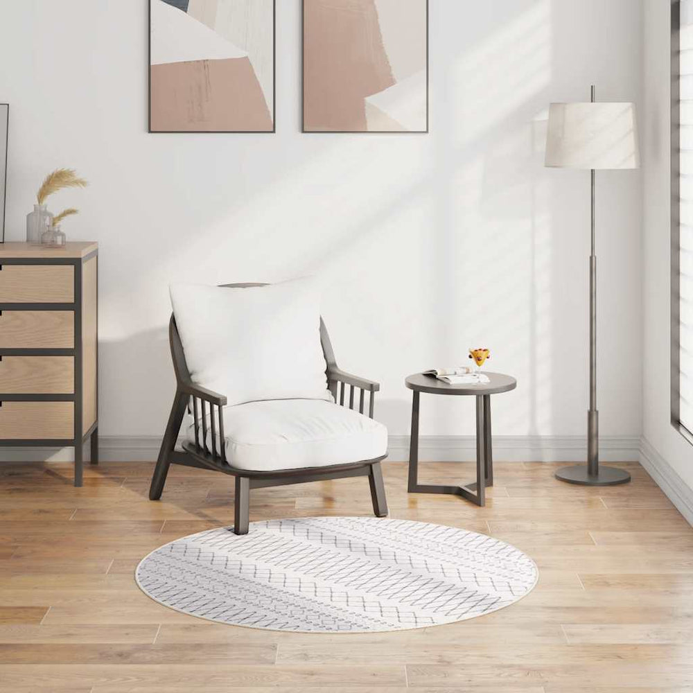 vidaXL Washable Rug Black and White φ120 cm