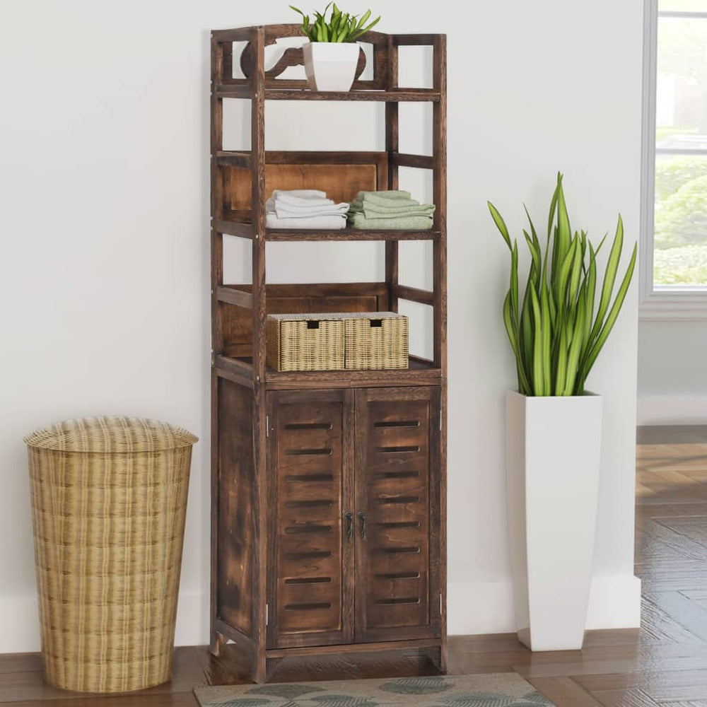 vidaXL Display Cabinet Dark Brown 46x24x140 cm Solid Paulownia Wood