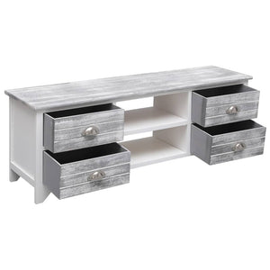 vidaXL TV Cabinet White and Grey 108x30x40 cm Solid Paulownia Wood