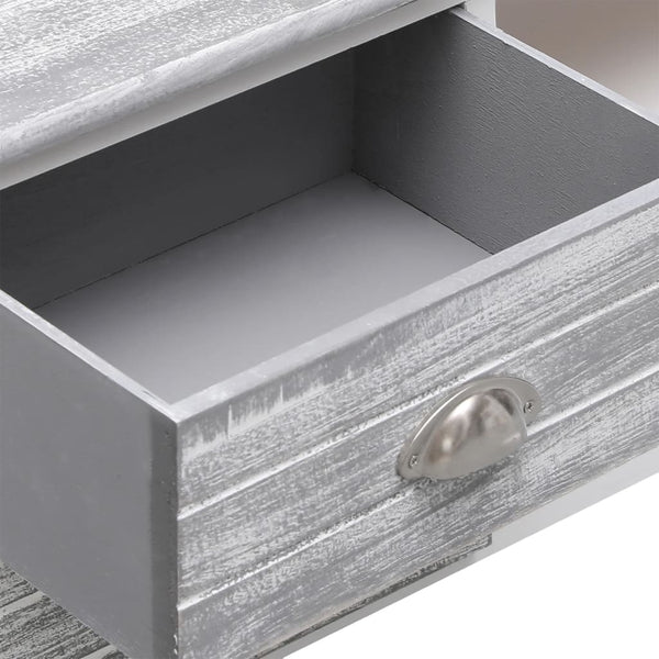 vidaXL TV Cabinet White and Grey 108x30x40 cm Solid Paulownia Wood