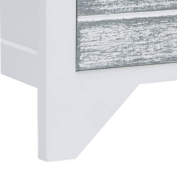 vidaXL TV Cabinet White and Grey 108x30x40 cm Solid Paulownia Wood