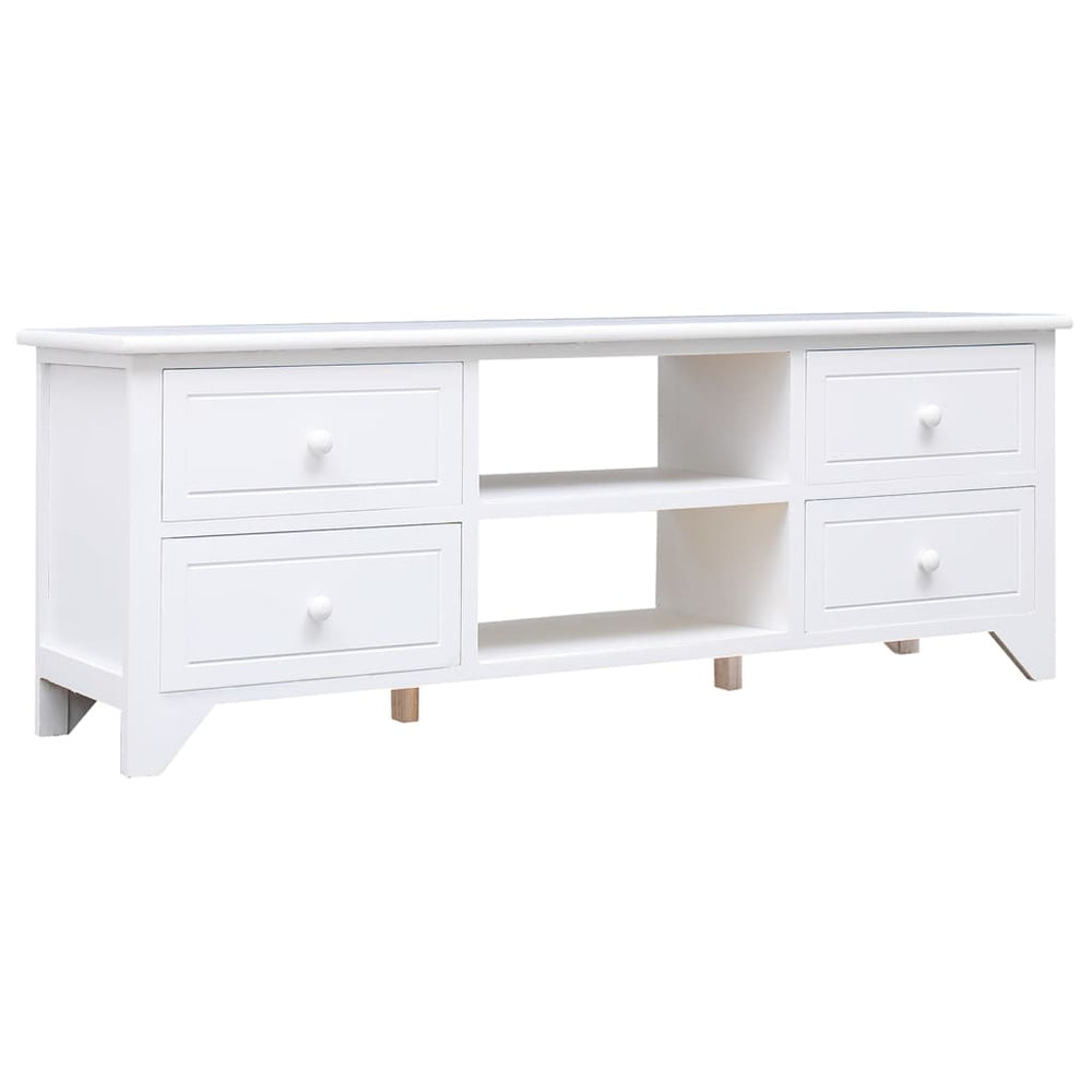 vidaXL TV Cabinet White 108x30x40 cm Solid Paulownia Wood