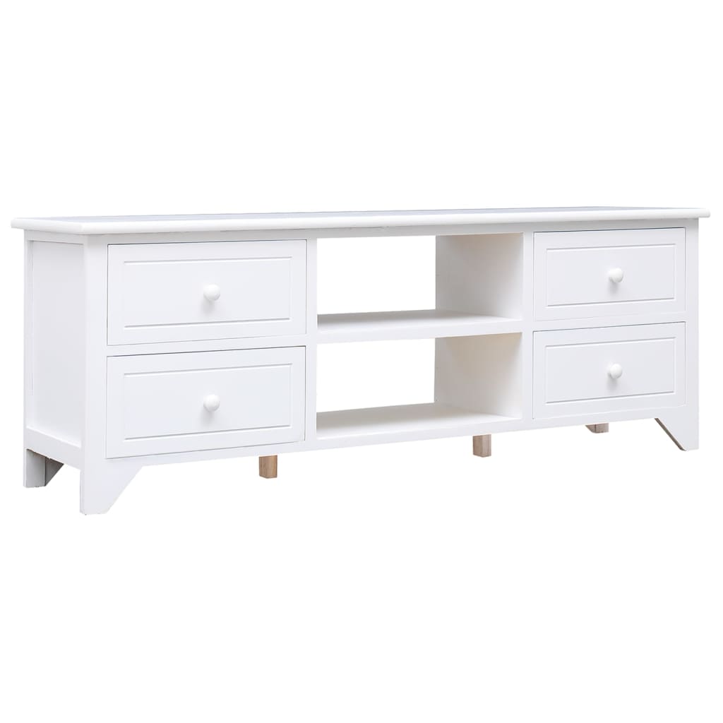 vidaXL TV Cabinet White 108x30x40 cm Solid Paulownia Wood
