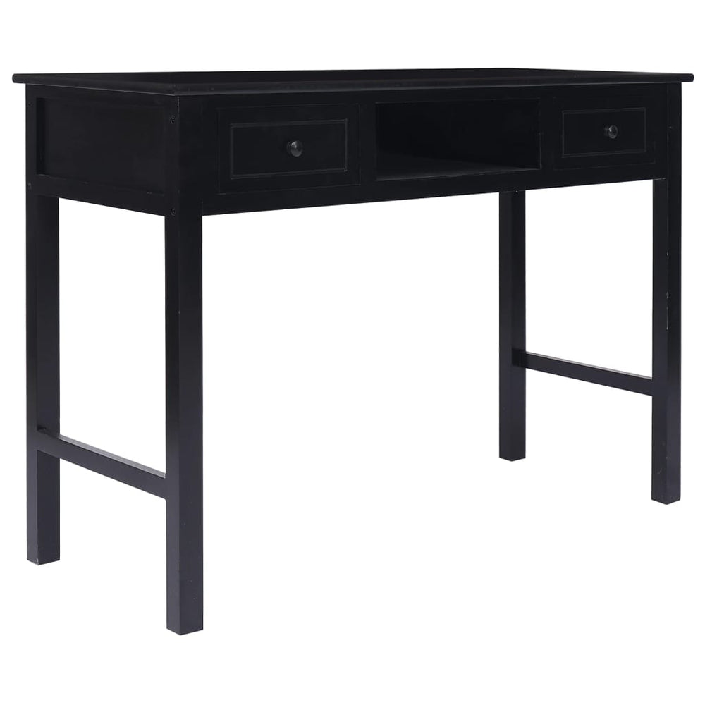 vidaXL Desk Black 108x45x76 cm Solid Paulownia Wood