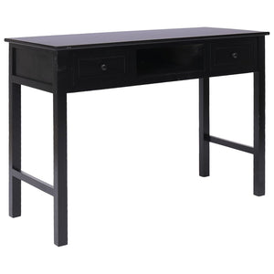 vidaXL Desk Black 108x45x76 cm Solid Paulownia Wood